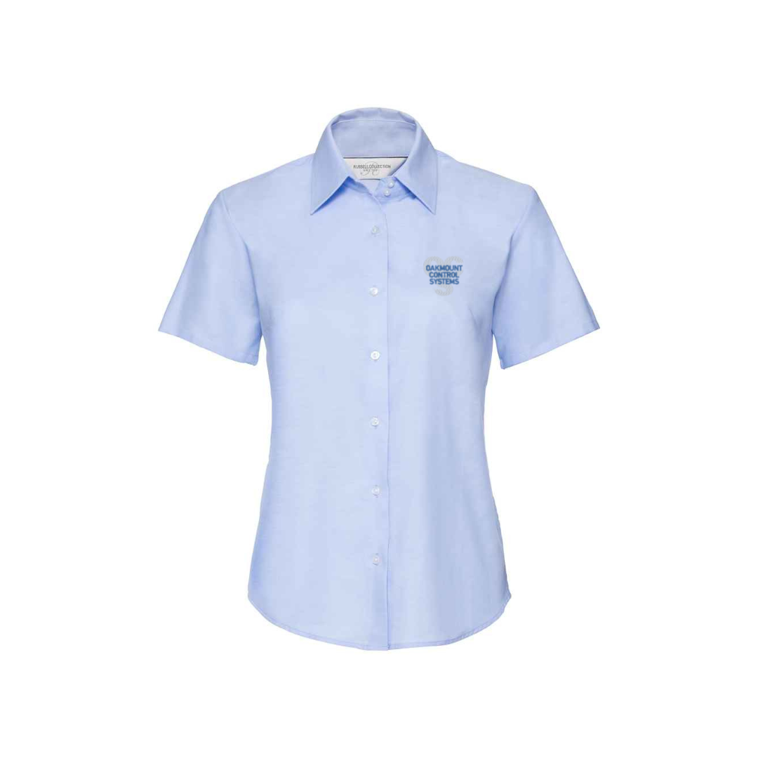 933F Russell Collection Ladies Fit Short Sleeve Oxford Shirt