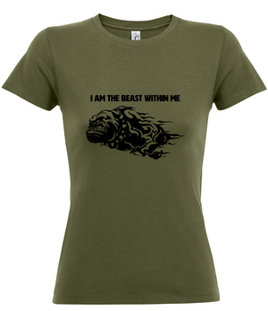 'I AM THE BEAST WITHIN ME' Ladies fit T-shirt - Available in 6 colours with a front and back logo design