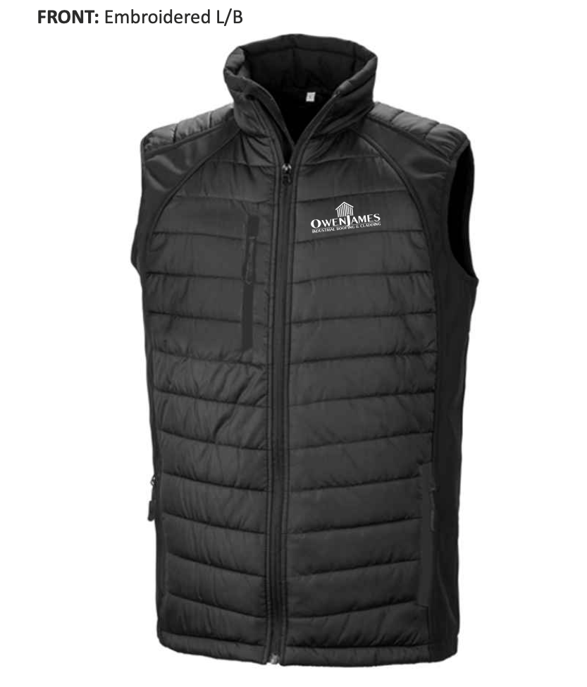 RS238 (R238X) Result Genuine Recycled Black Compass Padded Gilet